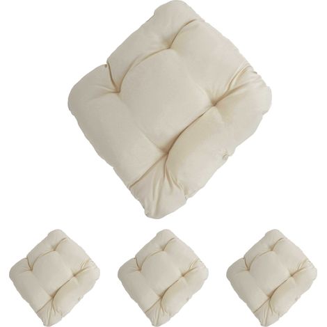 4x cojines para sillas de jardín terraza balcón 41x38x8cm tela crema 040002591