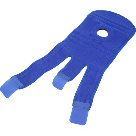 Genouillère rotulienne bleue à fermeture auto-agrippante, sangle de maintien robuste pour les sports et le fitness en extérieur. (1/5)