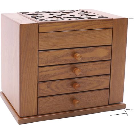 Organizzatore per gioielli, design in legno vintage, cinque scomparti (1/2)