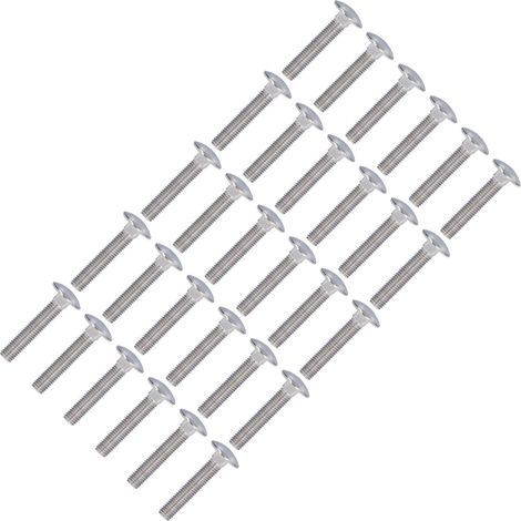 30 Pièces Boulons à Tête Ronde Bombée Acier Inoxydable A2-70, Col Carré, pour Machines M10x50