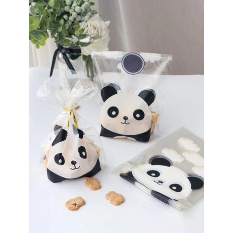 Sacs à friandises transparents - Motif panda - 15 cm - Cellophane - Pour anniversaire, naissance, fête, baby shower - Sachets à bonbons (1/3)