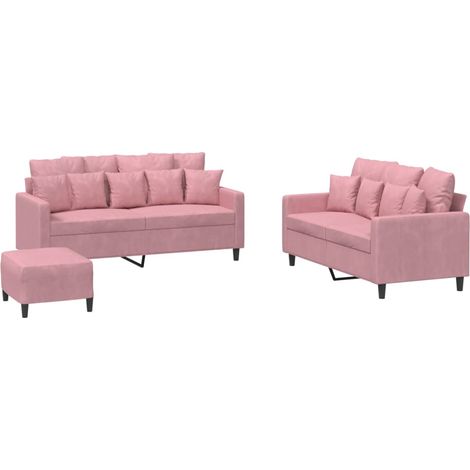 Maison Exclusive - Set di Divani 3 pz con Cuscini rosa in Velluto