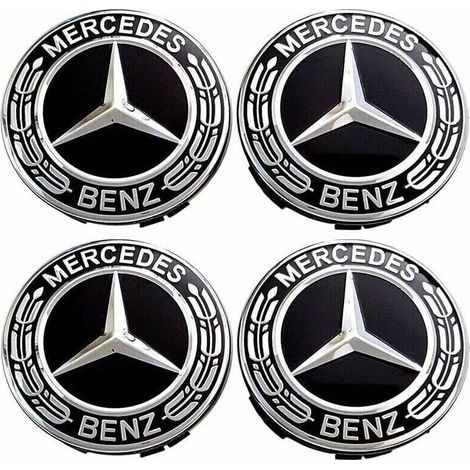 4 pièces Cache Moyeux - Compatible with Mercedes Benz - 75mm - Cache de Roue Centrale - ABS - Accessoires de Voiture (1/4)