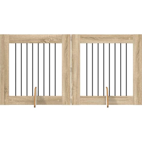 Dog Gate with Stands 2 pcs Sonoma Oak 80 x 80 cm vidaXL