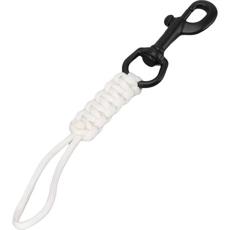 Longe de plongée tissée à la main, sangle anti-perte, corde de sécurité sous-marine avec mousqueton en acier inoxydable, blanche (1/5)