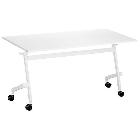 Table rabattable plateau blanc L 140 x P 70 cm - Galice Plus - piétement blanc - Maxiburo (1/5)