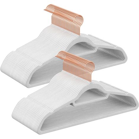 Set di 30 grucce in velluto antiscivolo con ganci girevoli color oro rosa lunghezza 45 cm per cappotti abiti pantaloni cravatte bianco 120005077