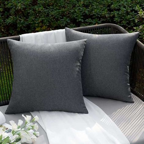 Set di 2 federe decorative, 40 x 40 cm, colore grigio scuro.