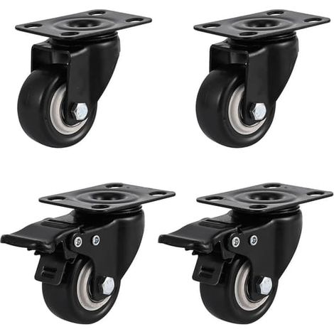 Roulettes pivotantes robustes, lot de 4 roulettes pour meubles, noires, vis, 40 mm, capacité de charge 30 kg chacune, roues en caoutchouc pour chariot, pivotantes silencieuses (1/5)