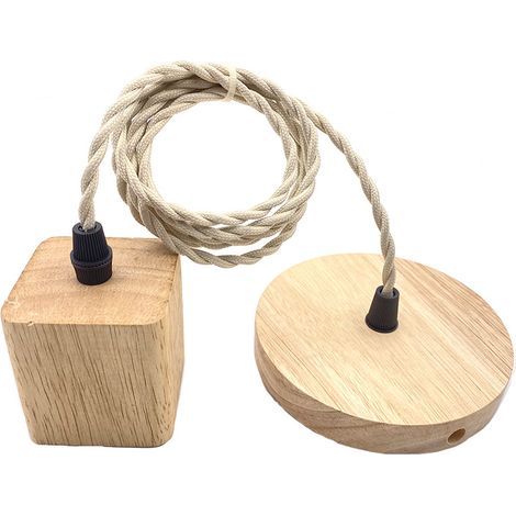 ille de Suspension Support de Lampe Cordon Électrique et Monture de Plafonnier pour Bricolage de Luminaire en Bois avec Fil de 100cm Adapté, CarrÉ (1/5)