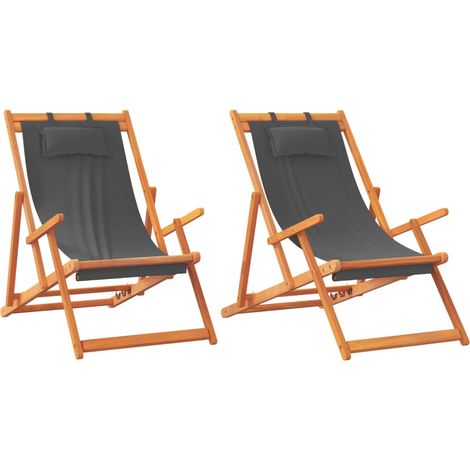 Maison Exclusive - Strandstühle 2 Stk. Klappbar Grau Stoff