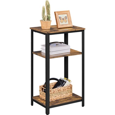 Homevive Mesa Auxiliar con Estantes 45 x 35 x 75 cm Vintaje Mesitas de Noche para Salón Dormitorio Sala de Estar de Estilo Rústico para Espacios Límites (1/5)