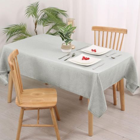 Tischdecke Leinenoptik wasserabweisend rechteckig 160x320 cm Hellgrau