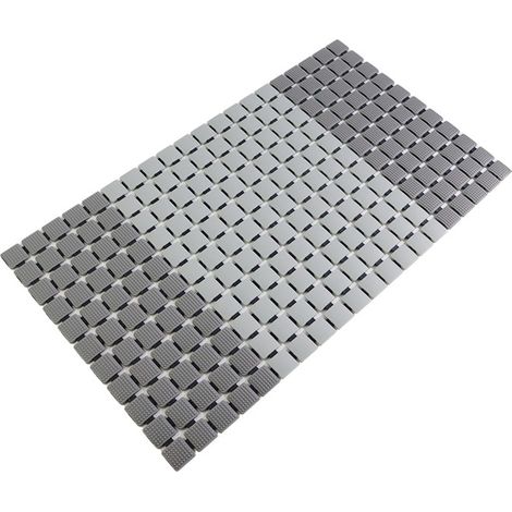Tapis de bain antidérapant de massage 68x36 cm, pièces de fixation incl.  Tapis de bain antidérapant sans BPA  Tapis de bain patchwork lavable anti-moisissure (gris) (1/2)