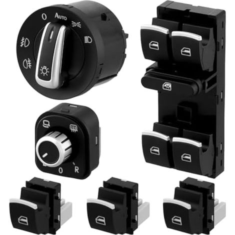 6 Pièces Interrupteurs Combinés de Voiture, Interrupteurs de Lève-vitre, Interrupteurs de Rétroviseurs, Compatible avec VW Golf 5/6 5ND959857 5ND941431B (1/5)