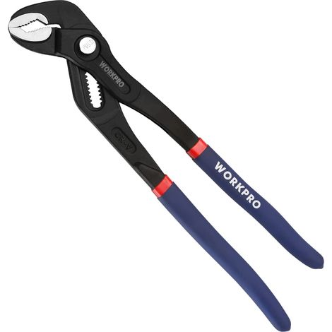 Workpro – Pince multiprise 305 mm – Réglage rapide 12 positions – Mâchoires trempées HRC 38-55 – Pour écrous, boulons et tuyaux