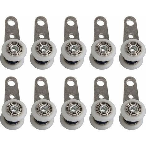 Lot de 10 Roulettes pour baies vitrées ou portes coulissantes - En métal et en plastique - 4,5 X 1,9 Cm (1/5)