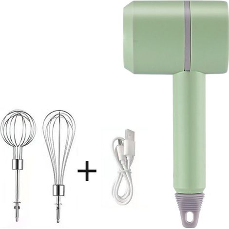 Batteur Électrique Sans Fil - 3 Vitesses Réglables - 2 Embouts Inclus (Fouet à Lait + Fouet Long) - Pour Pâtisserie, Oeufs, Smoothies, Sauce - Rechargeable USB - Autonomie 60 Min (1/5)