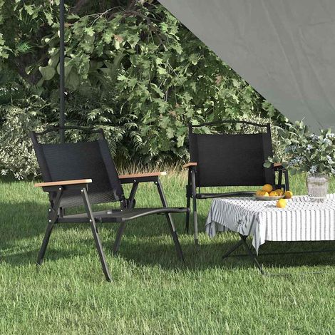 Lot de 2 Chaise de camping - Chaise d'extérieur pour terrasse/jardin Noir 54x43x59 cm Tissu Oxford BV494928 - BonneVie (1/5)