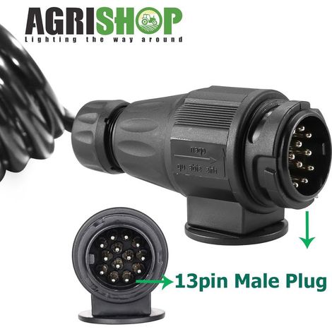 13-poliges 12-V-Anhänger-Verlängerungskabel, 1,8 m, 8-adriges Spiralkabel, 13 Stecker (männlich und männlich), Anhänger-Konverteradapter, CE-konformer elektrischer Anschluss (1/2)