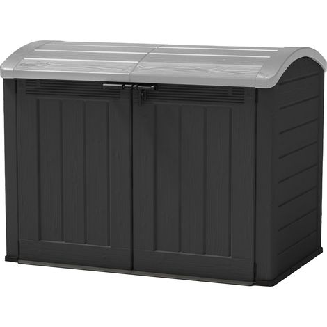 Chalet & Jardin – Coffre de jardin en résine 2000 L – Résistant aux intempéries – Avec 2 portes – Pour stockage matériel extérieur