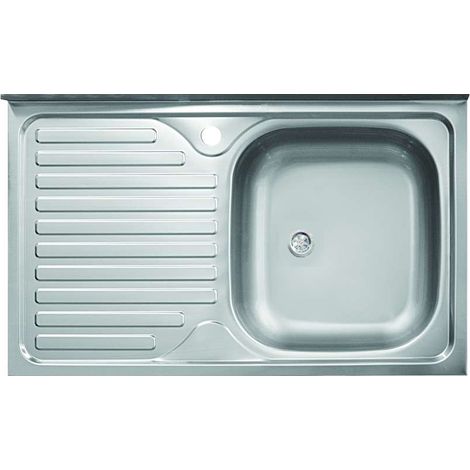 Lavello da Appoggio Destro 50x80 cm in Acciaio con Gocciolatoio
