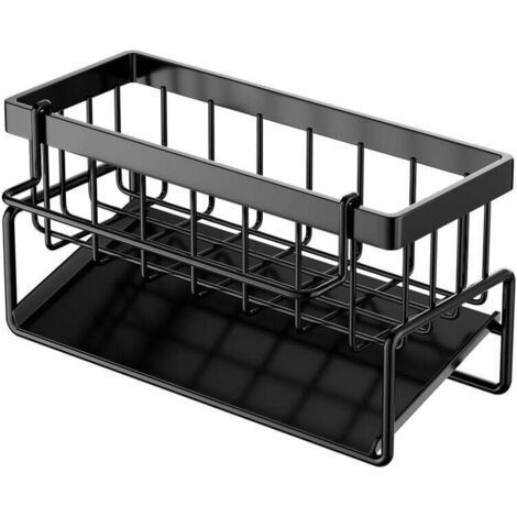 Rowoythk – Carbon Steel Sink Organizer – Self-Draining Basin – Sponge and Towel Holder – Black Kitchen Storage (1/5)