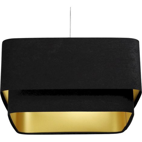 Suspension élégance tactile en velours - Teinte raffinée noir et or (1/5)