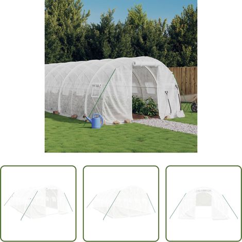 vidaXL Serre en PE - Serre avec cadre en acier blanc 18 m² 6x3x2 m (1/5)