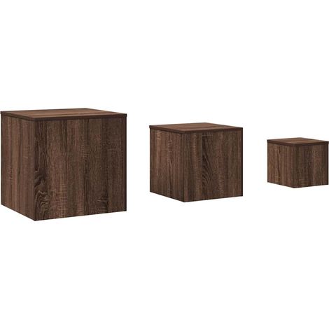 vidaXL Side Tables 3 pcs Brown Oak Engineered Wood (1/5)