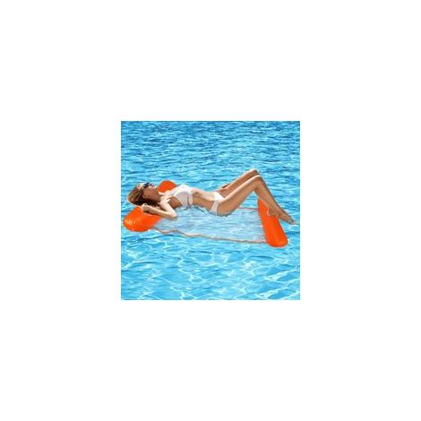Hamac flotteur gonflable piscine 4-en-1 multi-usage, inclinable, pliable, portable, ultraléger, orange – (1/5)