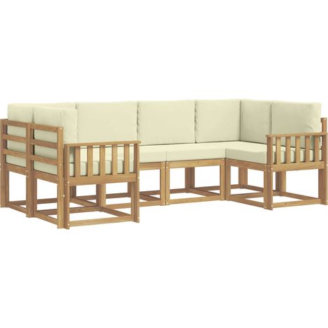 Conjunto de sofás de exterior con cojín 6 pcs Blanco y Crema vidaXL (1/5)