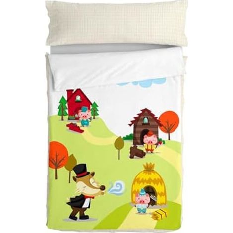 Copri piumone - HappyFriday - Mr Fox Piggys - Multicolore - 105 x 200 cm - Bambino