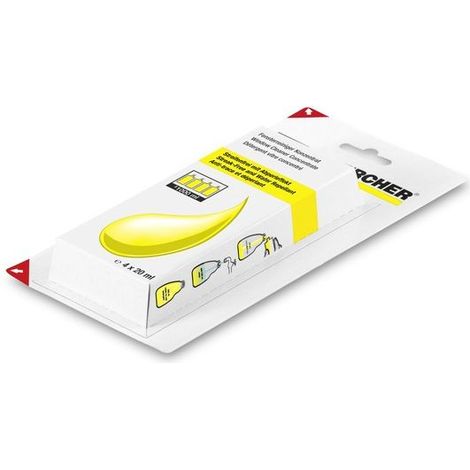 Kärcher – Détergent concentré pour vitres 4x20ml – Nettoyage sans stries – Écoulement rapide de la pluie – Retarde le re-encrassement