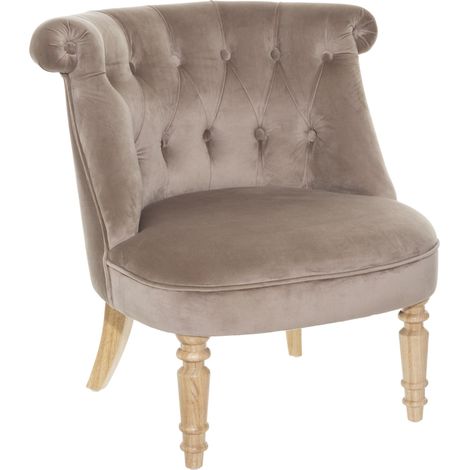 Sillón 'Sixtine' gris topo - terciopelo - Atmosphera créateur d'intérieur (1/5)