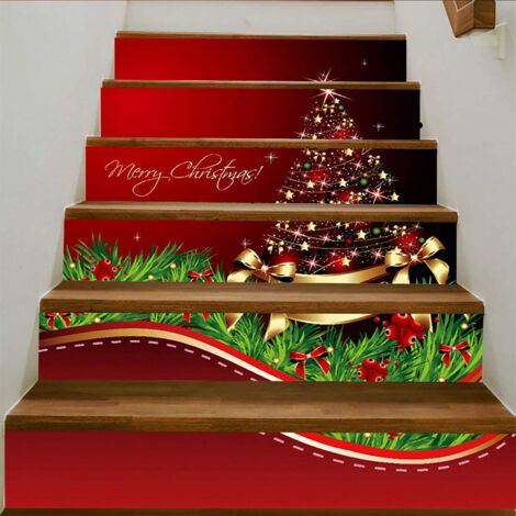 QORVA-3D De Noël Escaliers Décoratifs Riser Sticker Escalier Autocollants Famille Décor Escalier Decal Escalier Murale Stickers Imperméable Vacances Décoration De Noël(Tour de noel) (1/3)