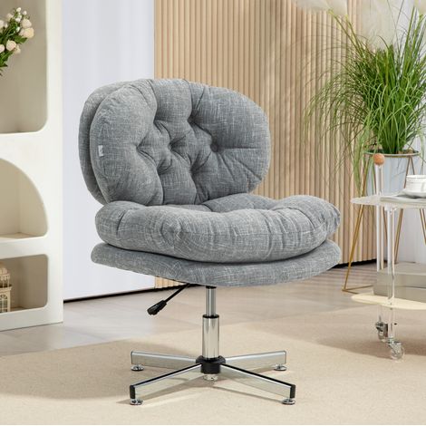 Bürostuhl 65x65x84-94 cm Grau Polyester mit Wippfunktion und höhenverstellbarem Sitz (1/5)