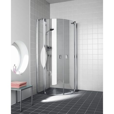 Kermi Quart de cercle Raya P50 1200x 2000 BV : 1170-1200 SIHG verre trempé transparent (1/5)