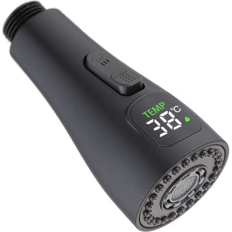 Pommeau de douche numérique extractible noir, pièce de rechange pour robinet mitigeur cuisine et salle de bain (1/4)