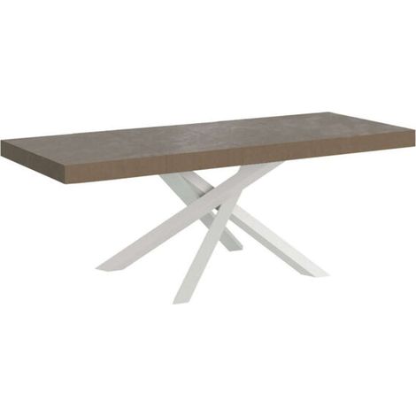 Tavolo allungabile 160/420x90 cm Volantis Premium tortora gambe bianche (1/4)