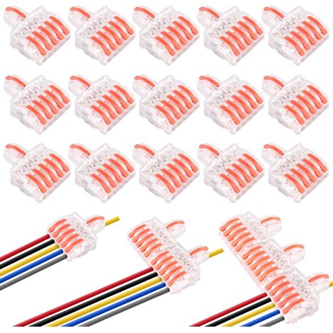 15 Pieces Electrical Connector, 1 in 5 Outdoor Quick Connector with Lever, Combinable Electrical Wire Connectors for Flexible and Rigid Cables (1/5)