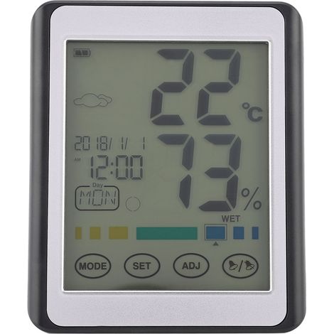 Multifunction Digital Thermometer Hygrometer Temperature Humidity Gauge Touchscreen Backlight