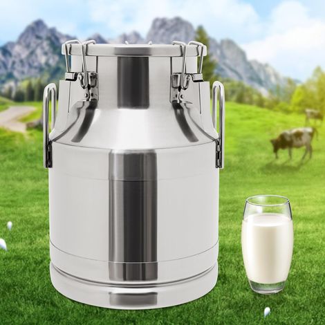 Pot à lait de 10 litres en acier inoxydable - Seau à lait - Peut stocker le lait - Pichet de transport - Seau à huile scellé - Pour charge lourde - Avec couvercle scellé et poignée de transport (1/5)