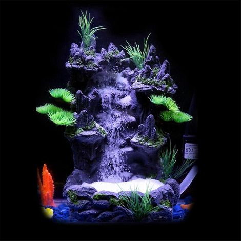Décor d'aquarium : paysage de rochers, de montagnes et de cascades de sable avec détails réalistes
