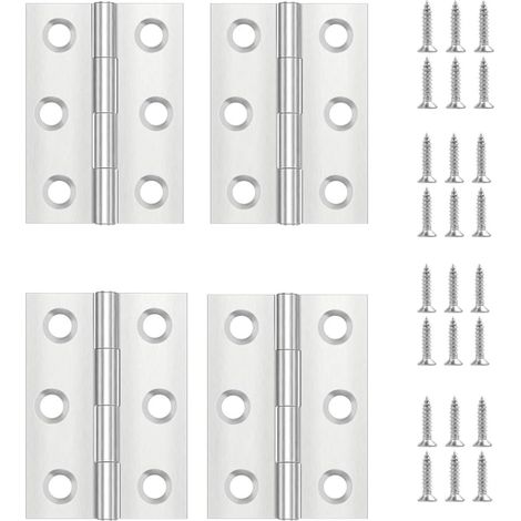 Set di 4 cerniere per porte, in acciaio inossidabile, a scomparsa, piatte, per ante di armadi/porte piccole/cassetti/finestre/pianoforti/portagioie, ferramenta per mobili per la casa