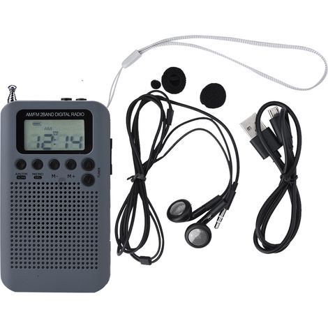 Radio Numérique AM/FM 2 Bande 8UV avec Tuning Digital - Radio Stéréo Portable Gris (1/5)