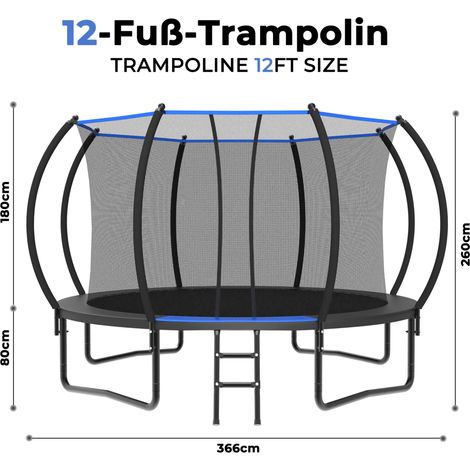Trampoline rond 366 cm avec filet de sécurité et échelle, certifié EN 71-14 et CE, extérieur pour jardin enfant (1/5)