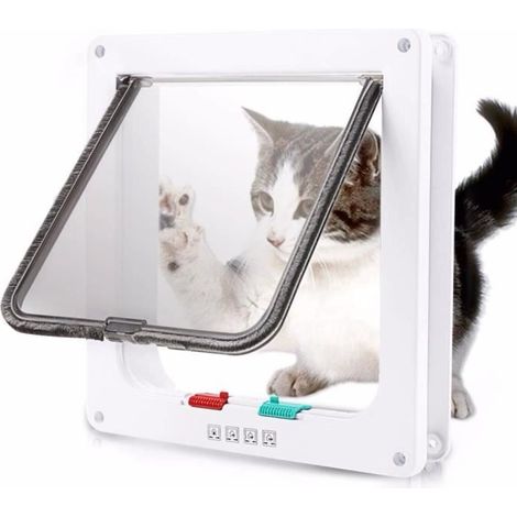 Porte à rabat pour chat, avec verrouillage de sécurité à 4 voies, en plastique ABS, pour chien, chat, chaton, petite porte pour (1/4)