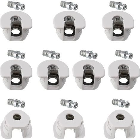 C65767 - ferrures d'assemblage à excentrique encastrée + goujon Ø6x16 mm - panneau de 16 mm - acier - couleur blanc - menuisier meuble bois MDF mélaminé placard (1/3)