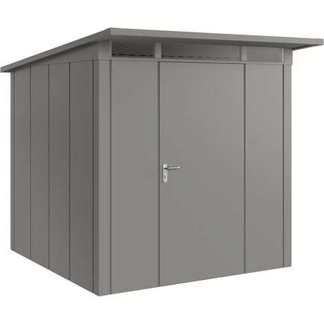 Hörmann Metall-Gerätehaus "Juno" mit Pultdach, JPD5 - Design, 214 x 214 cm (B x T), graualuminium, 1-flüglige Tür, Anschlag rechts (1/5)
